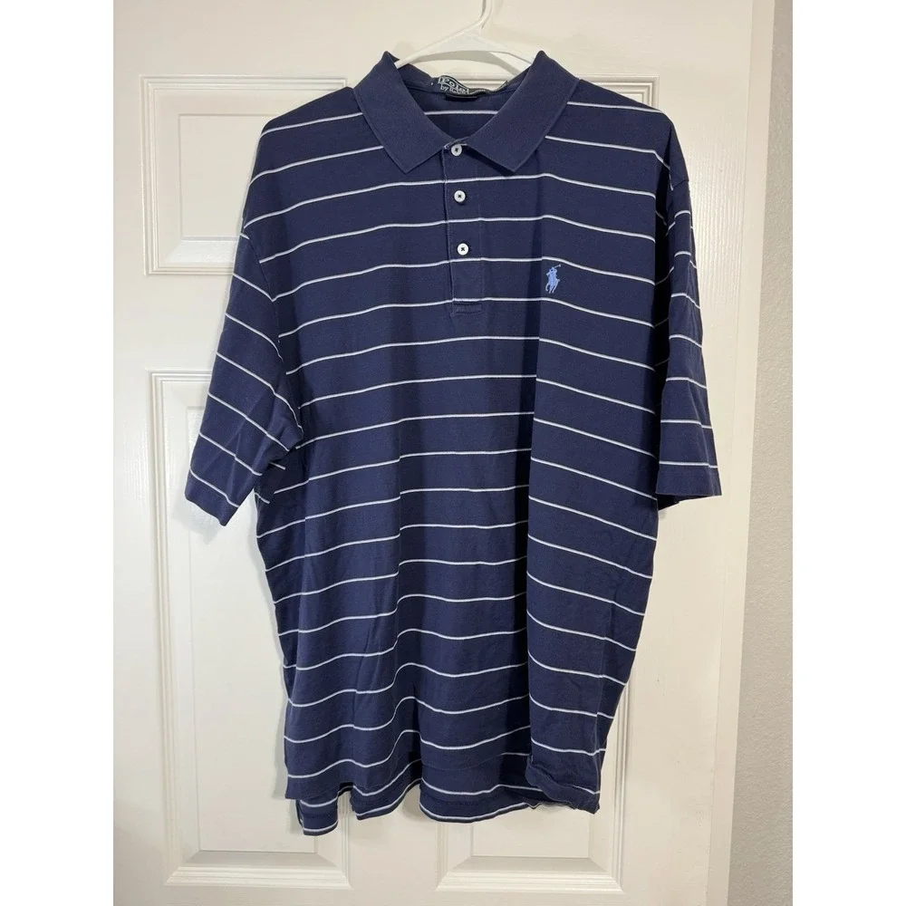 Polo Ralph Lauren Men's Shirt‎ Blue Striped Short Sleeve Size XL